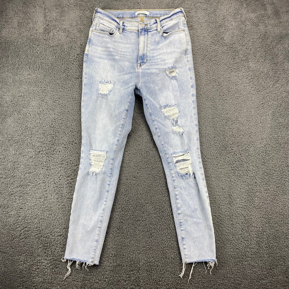 Pacsun Distressed Ripped High Waisted Light Wash Denim Jeans 26x25‎